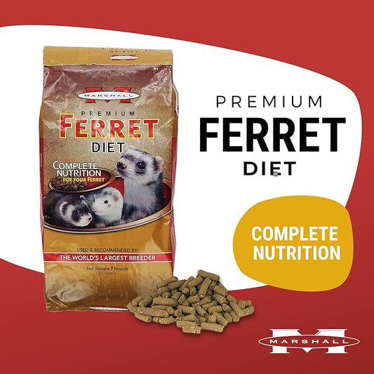Marshall Pet Products Natural Complete Nutrition Premium Ferret Diet Food with Real Chicken Protein, Highly Digestible, 7 lbs Marshall+Pet+Products