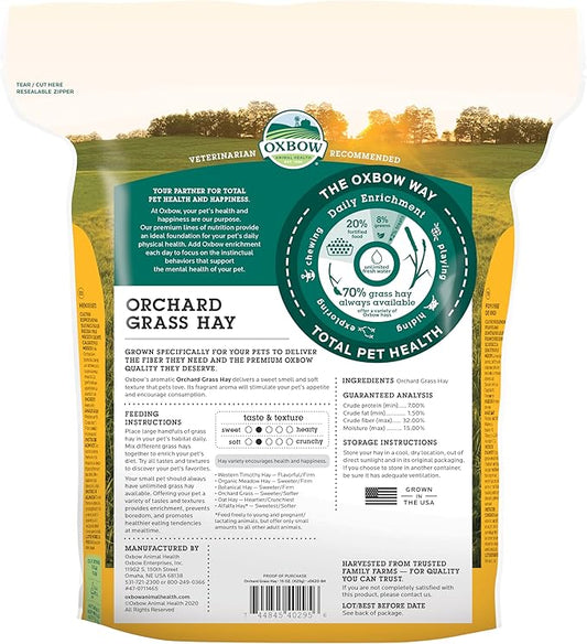 Oxbow Animal Health Orchard Grass Hay - All Natural Grass Hay for Chinchillas, Rabbits, Guinea Pigs, Hamsters & Gerbils - 15 oz. OxbowAnimalHealth