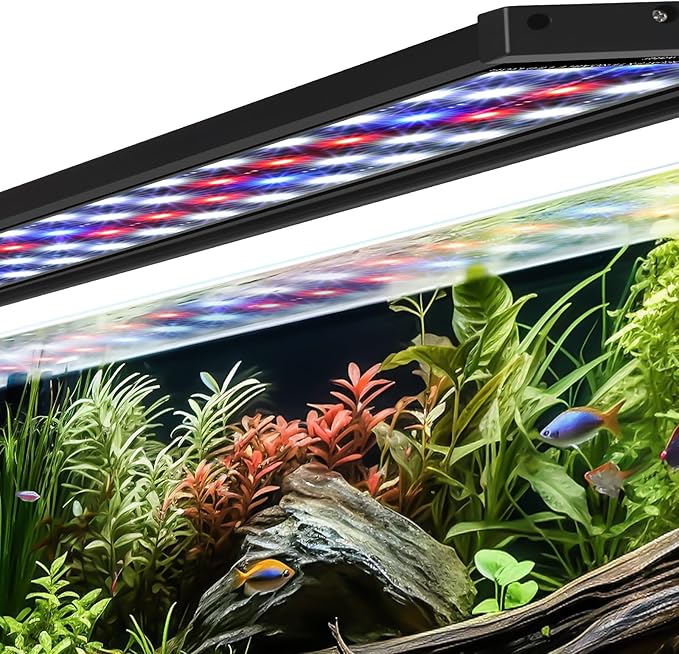 AQQA Fish Tank Light Full Spectrum LED Aquarium Light Waterproof Plants Light with 14 Colors Build-in Timer Dimmable Light with Extendable Brackets for Fish Tank 24-31 Inch (22W) AQQA