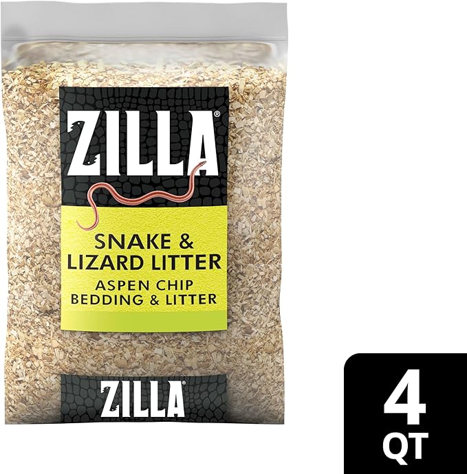 Zilla Snake and Lizard Litter Substrate, Made with Aspen Chips, Ultra Absorbent Bedding, Easy to Clean, 4 Quarts Zilla
