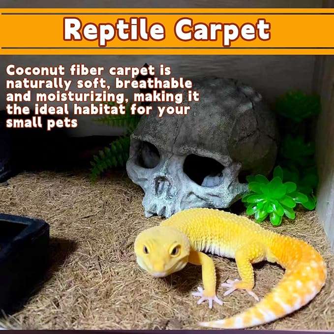Hamiledyi Reptile Carpet Coconut Fiber Substrate Coco Liner Roll 157x15.7in Lizard Cage Mat Natural Coco Fiber Bedding for Bearded Dragon,Turtles,Iguana,Tortoise Pad Garden Decoration Hamiledyi