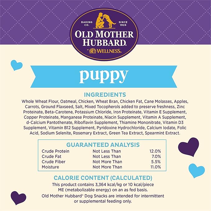 Old Mother Hubbard by Wellness Classic Natural Puppy Treats, Crunchy Oven-Baked Biscuits, Ideal for Training, Mini Size Dog Treats, 20 ounce bag - PAWPICO
