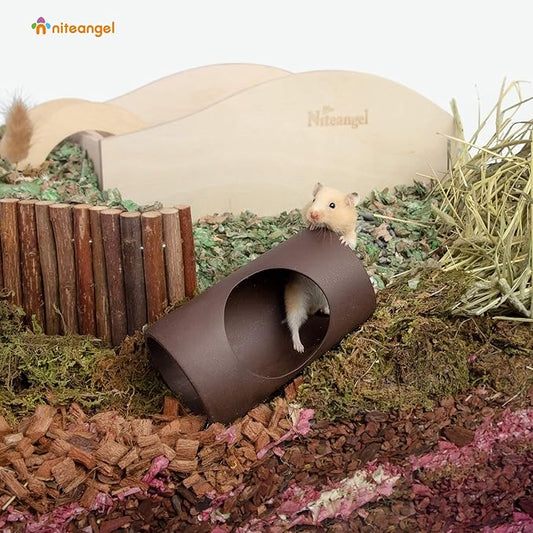 Niteangel Ceramic Hamster Tunnel & Tubes Hideout: for Dwarf Robo Syrian Hamsters Mice Rats or Other Small Animals (Tunnel - Large) Niteangel