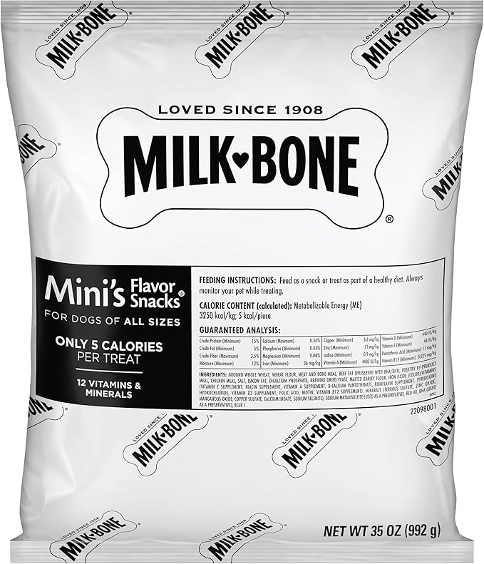 Milk-Bone Mini's Flavor Snacks Dog Treats Bundle: 36 Ounce Canister + 2 Refill Packs - PAWPICO
