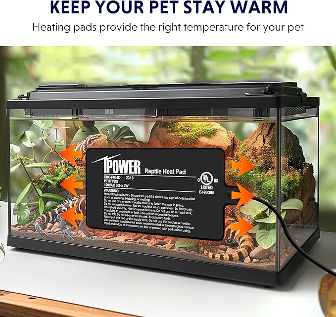 iPower 4X7 Inch Reptile Heat Pad Under Tank Heater Terrarium Warmer Heating Mat for Turtles Lizards Frogs and Other Small Animals iPower