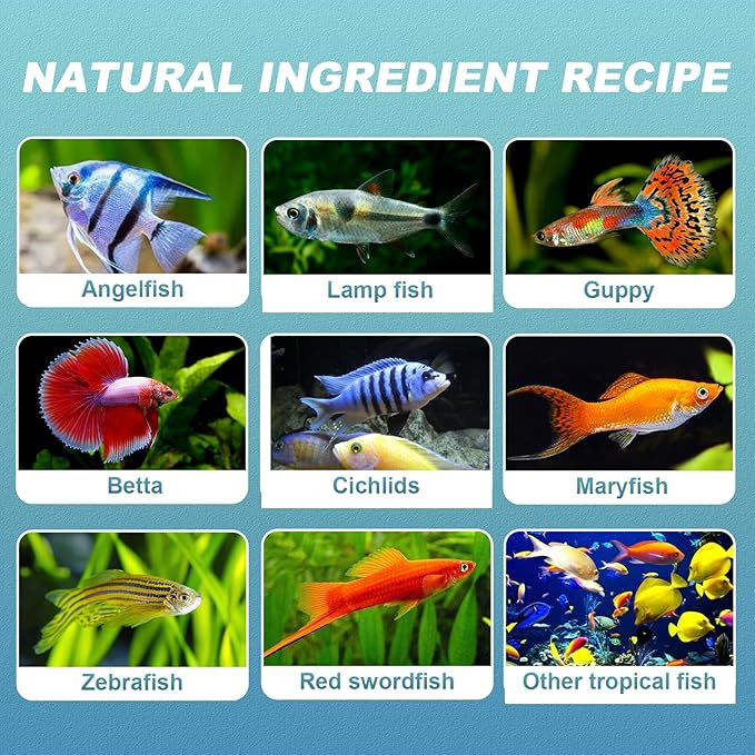 Tropical Fish Food Ultrathin Flakes - Color Enhancing Slow Sinking Natural Ingredient Antarctic Krill Spirulina Nutritionally Balanced Diet Suitable for All Tropical Fish (5oz) Capuca