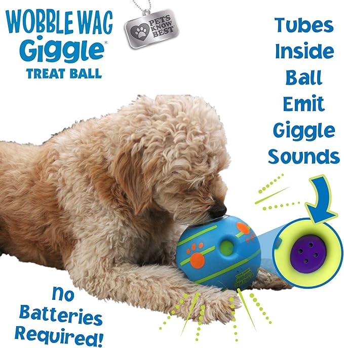Wobble Wag Giggle Treat Ball- Interactive Dog Toy & Treat Dispenser, Fun Giggle Sounds When Rolled or Shaken, Great for Dogs Pets Know Best - PAWPICO