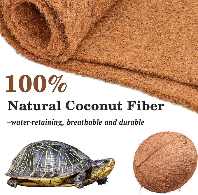 ZeeDix 3 Rolls Coconut Fiber Reptile Substrate Mat, 16 x 36 inches Natural Coco Mat Reptile Carpet Coco Fiber Liner Turtle Bedding Reptile Terrarium Liner for Lizard Snake Turtle Gecko Bearded Dragon ZeeDix