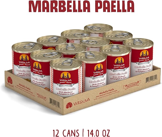 Weruva Classic Dog Food, Marbella Paella with Mackerel & Pumpkin in Aspic, 14oz Can (Pack of 12) - PAWPICO