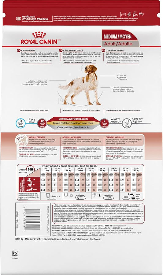 Royal Canin Medium Breed Adult Dry Dog Food, 17 lb bag - PAWPICO
