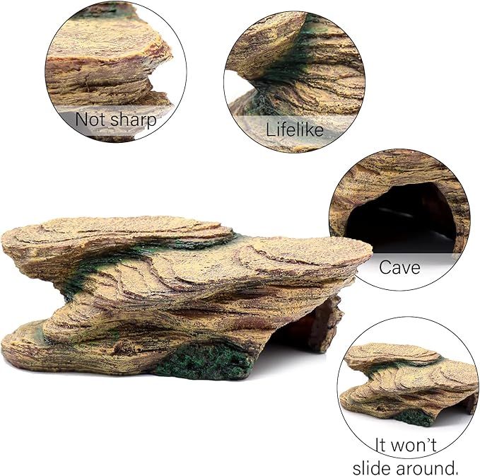 Turtle Basking Platform Shale Scape Step Ledge, Reptile Cave Hideout Turtle Tank Accessories Decorations, Great for Reptiles, Amphibians, Leopard Gecko, Bearded Dragons, Lizard, Frogs relaqcc
