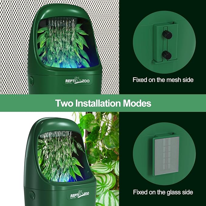REPTIZOO Reptile Water Dispenser Automatic Chameleon Drinking Fountain with Indicator Light, Reptile Terrarium Decor Water Dripper for Reptiles, Chameleon, Lizard, Gecko Amphibians REPTIZOO