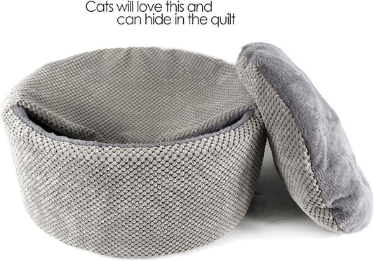 Winsterch Large Washable Warming Cat Bed House, Round Soft Cat Beds,Pet Sofa Bed, Small Pet Beds (17.8 x 17.8 x 7.84 in) - PAWPICO