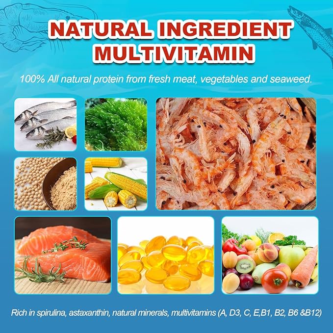 Marine Fish Food - Natural High Protein Saltwater Fish Food Color Enhancement for Clownfish Reef Fish Butterfly Fish Sea Goldfish Acanthurfish Other Small Sea Fish yizeril