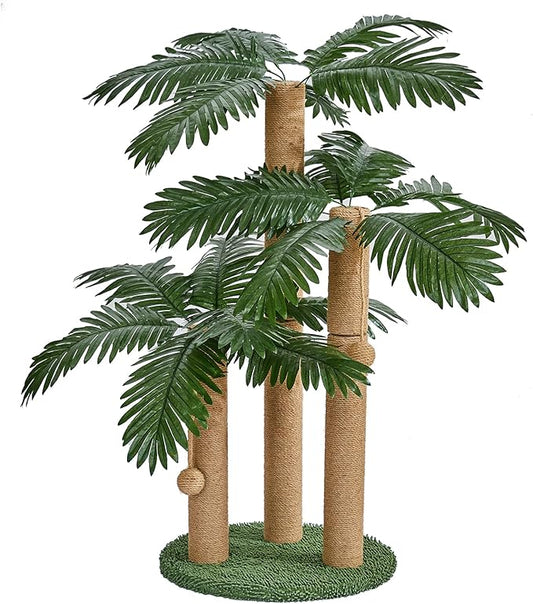 31.5Inch Cat Scratching Post,Cat Scratcher Tree with 3 Scratching Poles & 2 Interactive Dangling Balls,Cats Scratching Posts for Indoor Kitten & Adult Cats - PAWPICO