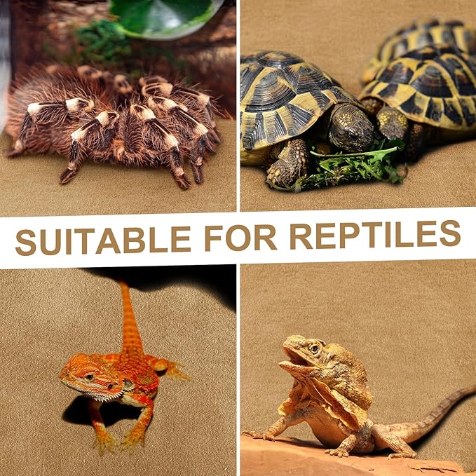Haull 4 Pcs Reptile Carpet Pet Terrarium Floor Liners Bedding Substrate Liner Supplies Reptile Cage Mat Tank Accessories for Lizard Bearded Dragon Tortoise Snake Leopard (47 x 24 Inch, Coffee) Kedauud