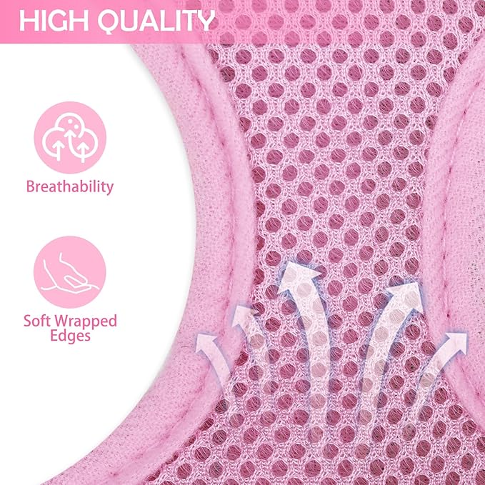 SCENEREAL Puppy Dog Harness with Leash Set for Small Medium Sized Dogs, Soft Mesh Step in Pet Harnesses and Leash, No Chock Plaid Adjustible No Pull Vest for Dogs Cats, Chihuahua,Bulldog (Pink M) SCENEREAL