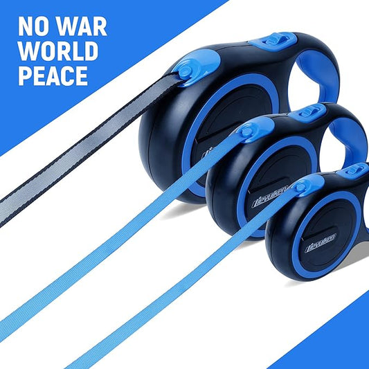 16 FT Retractable Dog Leash with No Tangle for Dog up to 44lbs, One-Handed Brake, with Non-Slip Handle, Strong Nylon Tape for Small and Medium Dogs LIEVUIKEN