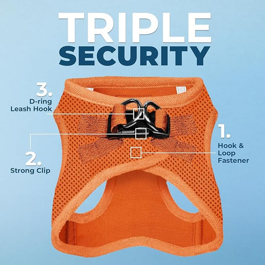 Voyager Step-in Air Dog Harness - All Weather Mesh, Reflective, No Pull Harness for Small, Medium Dogs, Cats - Secure with Hook & Loop Fastener, Buckle, Double D-Rings - Orange, S BestPetSuppliesLLC