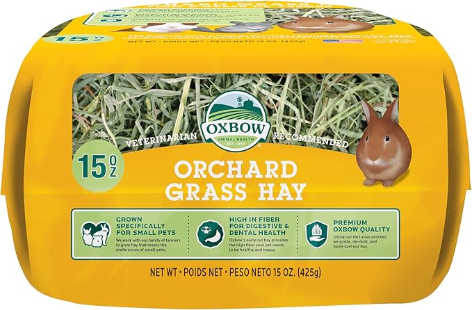 Oxbow Animal Health Orchard Grass Hay - All Natural Grass Hay for Chinchillas, Rabbits, Guinea Pigs, Hamsters & Gerbils - 15 oz. OxbowAnimalHealth