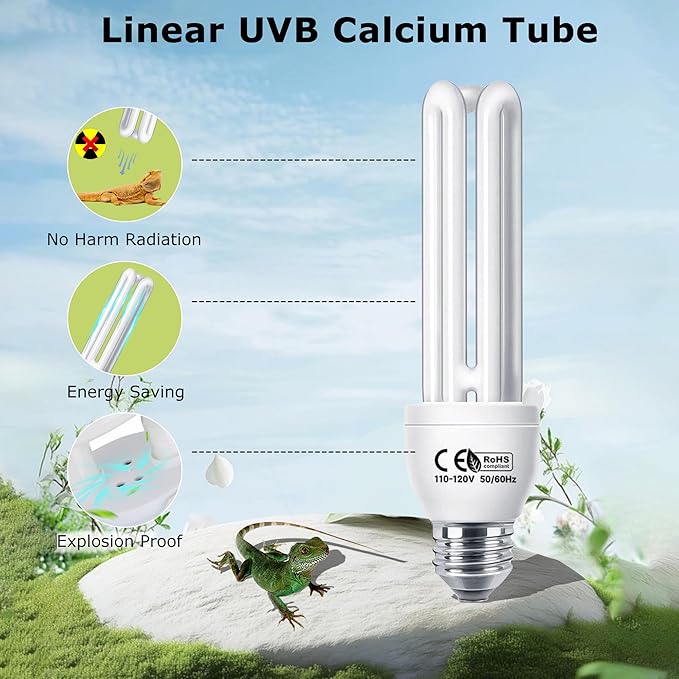 5.0 UVB Linear Lamp 13W, Compact Tropical & Sub-Tropical Lamp, Terrarium Fluorescent bulb, Compact UVA-UVB Light for Reptiles,Ideal for Chameleons, Iguanas, Turtles & Rainforest Reptile Tank HARTOMPET