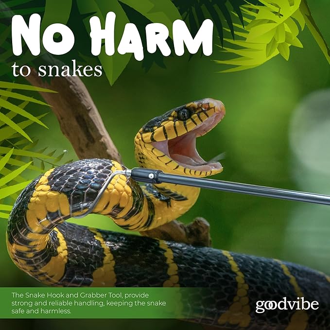 goodvibe Snake Grabber Tool Kit - Multi Tool Set with Catcher Grabber, Snake Hook, LED Light, Gloves & Snake Transport Bag - Complete 6-Pieces PAWPICO