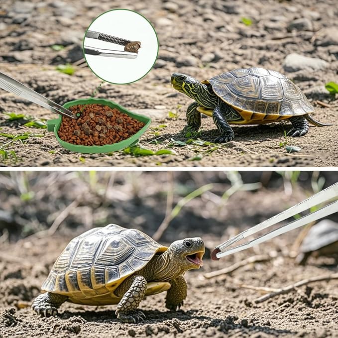 4PCS Tortoise Food Water Bowl with Ramp Leaf Tortoise Feeding Dish Reptile Bathing Pool Reptile Food Water Dish Turtle Habitat Accessories Aquarium Ornament for Gecko, Snake, Turtle, Bearded Dragon RYPET