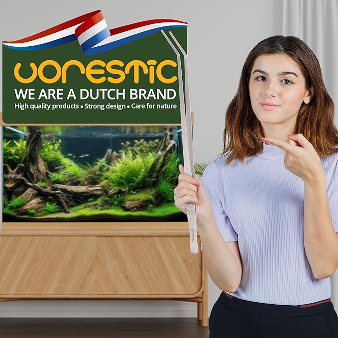 Extra Long Aquarium Tweezers Curved and Straight, 23.6 inches Terrarium Tweezers, Extra Long Tweezers Set, Reptile Feeding Tongs VORESTIC