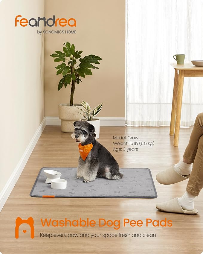Feandrea Washable Pee Pads for Dogs, 2 Pack, Reusable Dog Pads, 36 x 34 Inches, M, Waterproof Pet Training Pads, Leakproof, Non-Slip, Super Absorbent, for Dogs, Cats, Rabbits, Dove Gray UPTD002G01 - PAWPICO