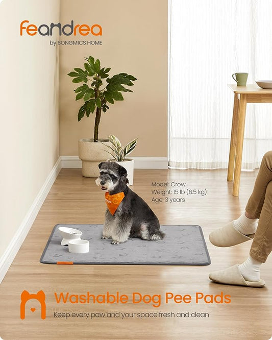 Feandrea Washable Pee Pads for Dogs, 2 Pack, Reusable Dog Pads, 36 x 34 Inches, M, Waterproof Pet Training Pads, Leakproof, Non-Slip, Super Absorbent, for Dogs, Cats, Rabbits, Dove Gray UPTD002G01 - PAWPICO