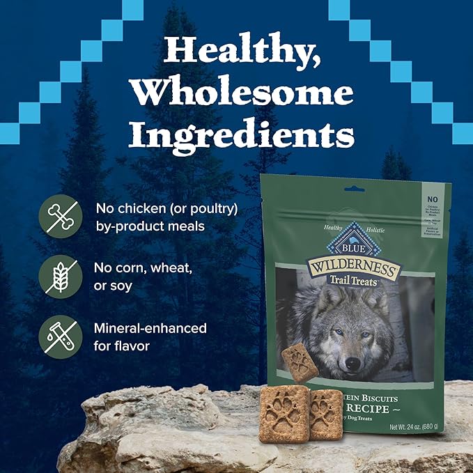 Blue Buffalo Wilderness Trail Treats High Protein Grain Free Dog Biscuits Crunchy Dog Treats, Duck Recipe, 36-oz Box - PAWPICO