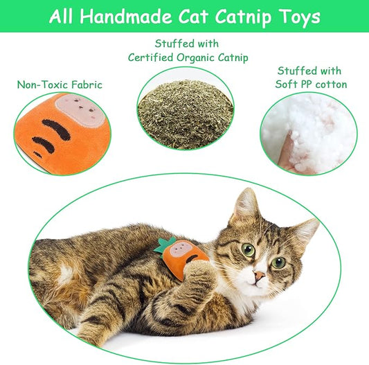 Catnip Toys, Catnip Toys for Cats, Cat Toys with Catnip, Cat Toys for Indoor Cats Kittens, Cat Chew Toy, Cat Pillow Toys for Teeth Cleaning Playing, 6 Pack - PAWPICO
