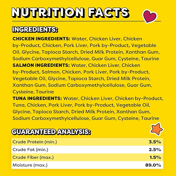 Temptations Creamy Puree with Chicken, Salmon, and Tuna Squeezable Lickable Wet Cat Treat Variety Pack, 0.42 oz. Tubes, 3 Packs of 24 (72 Total) Temptations