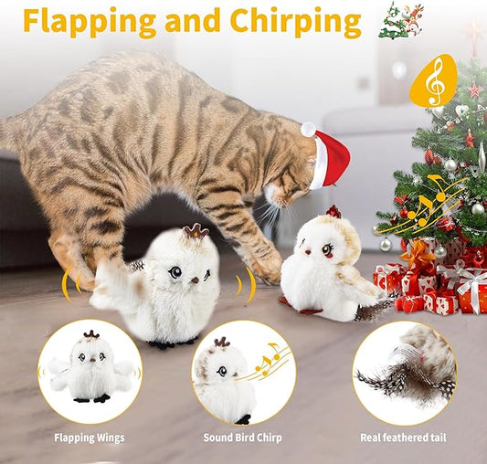 Gigwi Interactive Cat Toys for Indoor Cats, Flapping and Chirping Catnip Toys for Cat Exercise, Automatic Cat Toy with Beating Wings & Real Feather Tail, Rechargeable Cat Kicker Toy Prince & Princess - PAWPICO