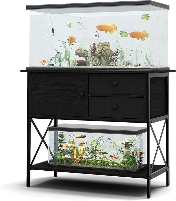 Fish Tank Stand 40 Gallon: Sturdy Aquarium Stand with Accessories Storage - Metal Tank Stands Table for 40-50 Gallon Reptile Breeder Turtle Terrarium - 36.6"x18.8" Weight Capacity 660 lbs FILKO