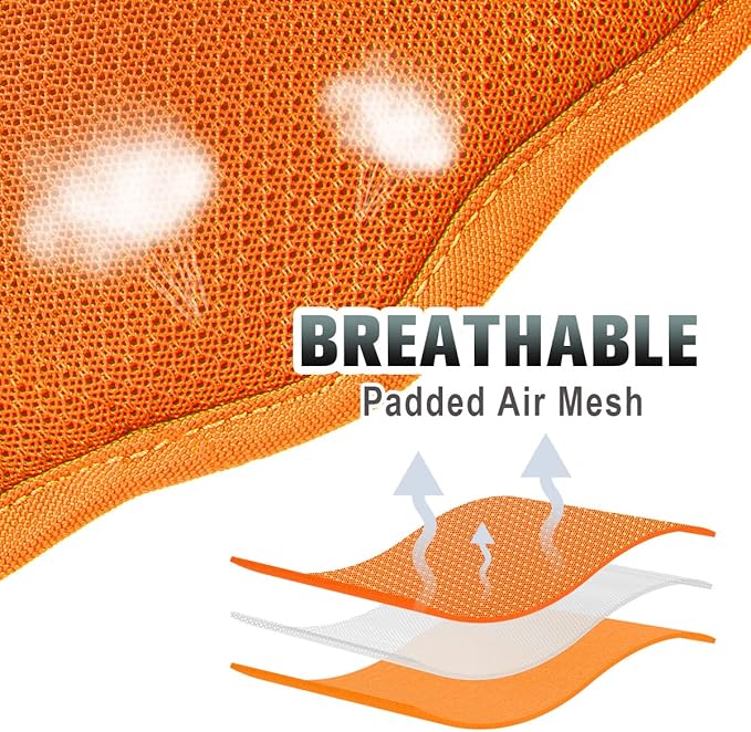 BARKBAY No Pull Dog Harness Large Reflective Dog Harness with Front Clip and Easy Control Handle for Walking Training Running with ID tag Pocket(Orange,L) BARKBAY