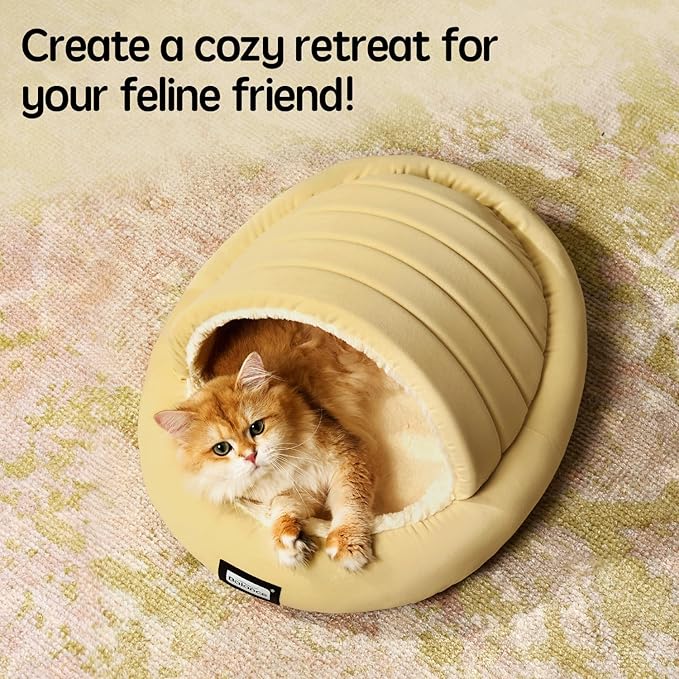 Balance 2 in 1 Cat Bed Cave for Kittens and Small Dogs, Cat Tents for Indoor Cats, Covered Cat Beds with Removable Cushion, Calming Cat Nest, Cat Hideaway, Washable Cat House with Non-Slip Bottom - PAWPICO