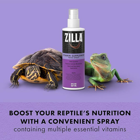 Zilla Vitamin Supplement Food Spray, with Carotene, Spray-on Multivitamin Supplement for Reptiles Zilla
