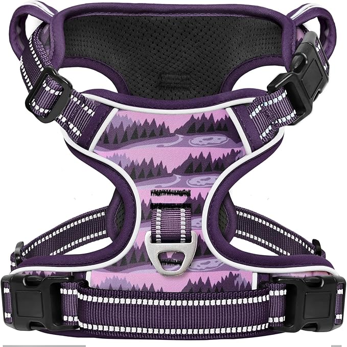 Timos Dog Harness,No-Pull Pet Harness Adjustable Soft Padded Dog Vest,Reflective No-Choke Pet Oxford Vest with Easy Control Handle for X-Large Dogs,Moon Night,XL Timos