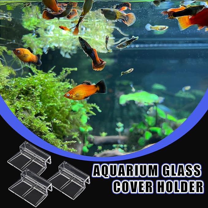 6 PCS Aquarium Lid Clips, 6mm Clear Acrylic Fish Tank Lid Holder for Rimless Aquarium Glass Top, Aquarium Cover Support Clamps Fish Tank Top Cover Hoods(6MM) PAWPICO