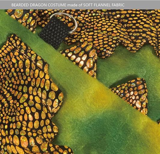 Bearded Dragon Dinosaur Costume with Harness, Bearded Dragon Halloween Costume, Beardie Durable Nylon Leash & Clothes, Tank Accessories for Lizard Reptile Small Pet Rabbit (Small Size) WELCOME