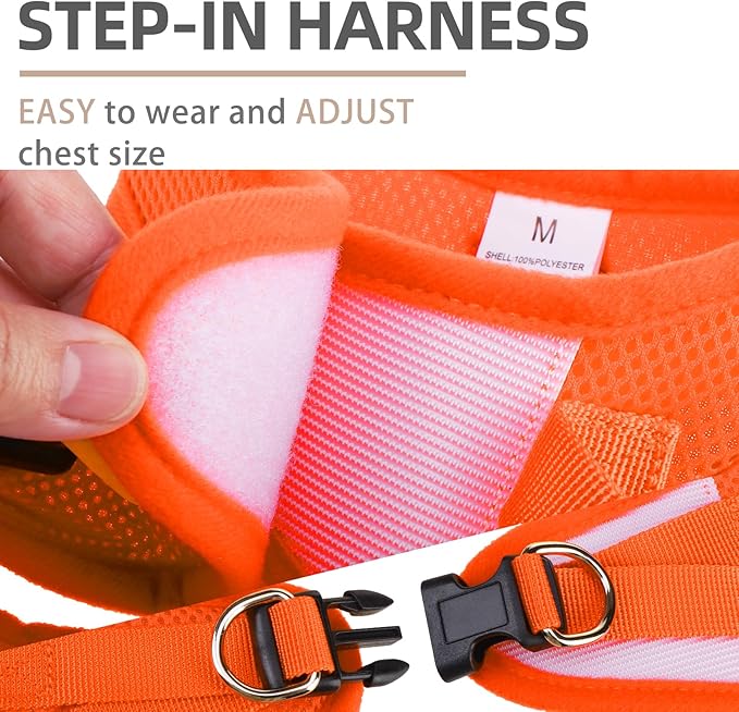 PUPTECK Adjustable Dog Harness Collar and Leash Set Step in No Pull Pet Harness for Small Medium Dogs Puppy and Cats Outdoor Walking Running, Soft Mesh Padded Reflective Vest Harnesses PUPTECK