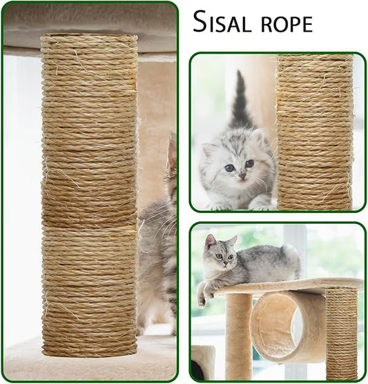 4mm Natural Sisal Rope, 164-Feet, for Cat Scratcher Repair and DIY Cat Tree, Replacement for Cat Scratcher, Make New Cat Toy, Wide Application, Length Choices - PAWPICO