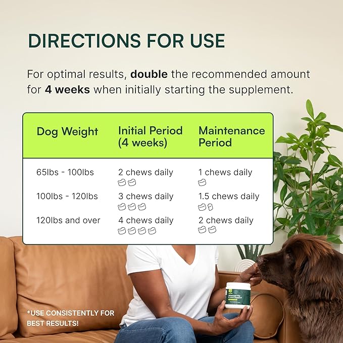 Wuffes Chewable Dog Hip & Joint Supplement - Glucosamine & Chondroitin Chews - Dog Joint Supplements & Vitamins - Extended Joint Care (Large Breed (Over 65 lbs), 60 Chews (Pack of 2)) Wuffes
