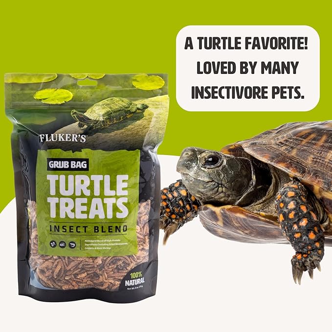 Fluker's Grub Bag Turtle Treats, Insect Blend, High Protein Freeze Dried River Shrimp, Crickets, and Mealworms, For Aquatic Turtles, Amphibians, and Reptiles, 12 oz Flukers