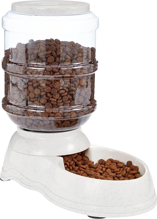 Amazon Basics Gravity Pet Food Feeder for Dogs and Cats, Small, 6-Pound Capacity, Gray - PAWPICO