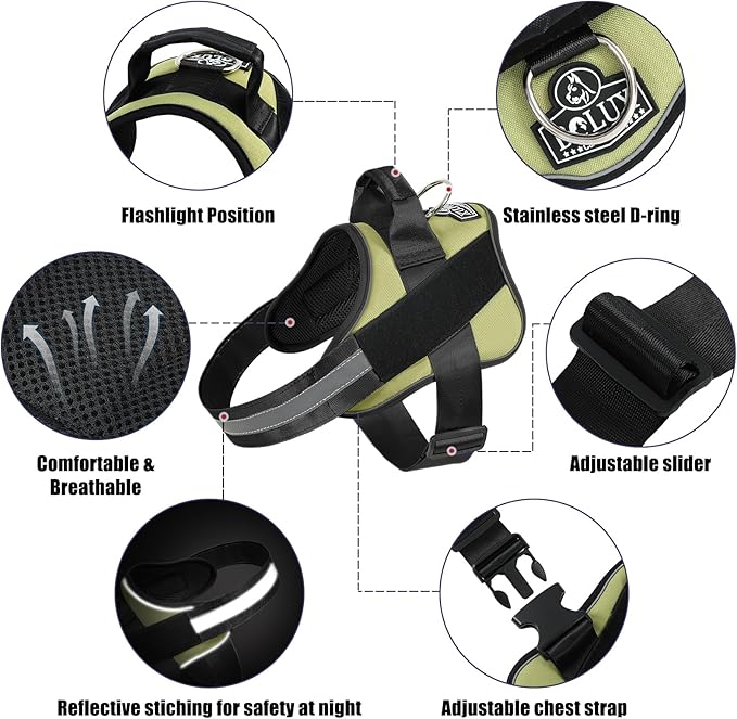 Bolux Dog Harness, No-Pull Reflective Dog Vest, Breathable Adjustable Pet Harness with Handle for Outdoor Walking - No More Pulling, Tugging or Choking Bolux