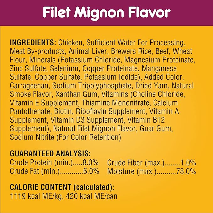 PEDIGREE CHOPPED GROUND DINNER Adult Canned Soft Wet Dog Food Variety Pack, Filet Mignon Flavor and With Beef, 13.2 oz. Cans (Pack of 12) - PAWPICO