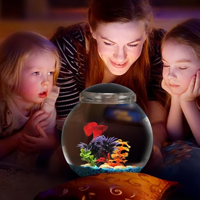 1-Gallon Globe Fish Tank with LED Lighting (7 Color Selections), Impact-Resistant Plastic SWPRODUCTS