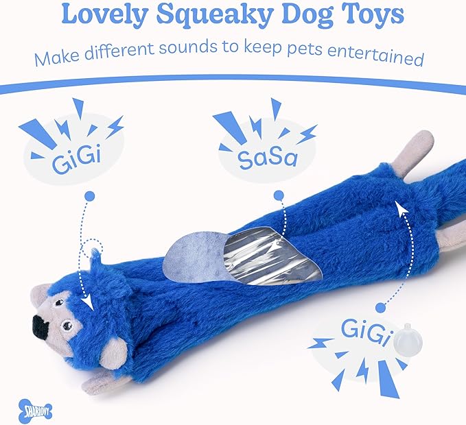 SHARLOVY Dog Squeaky Toys No Stuffing 3 Pack Dog Toys for Small Dog Toys Crinkle Dog Toys Durable Dog Chew Toys Plush Cute Animals Puppy Toys for Teething Pet Toys - PAWPICO